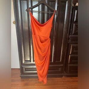 Orange slip dress